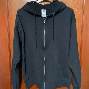 Unisex Black Zip-Up Hoodie
